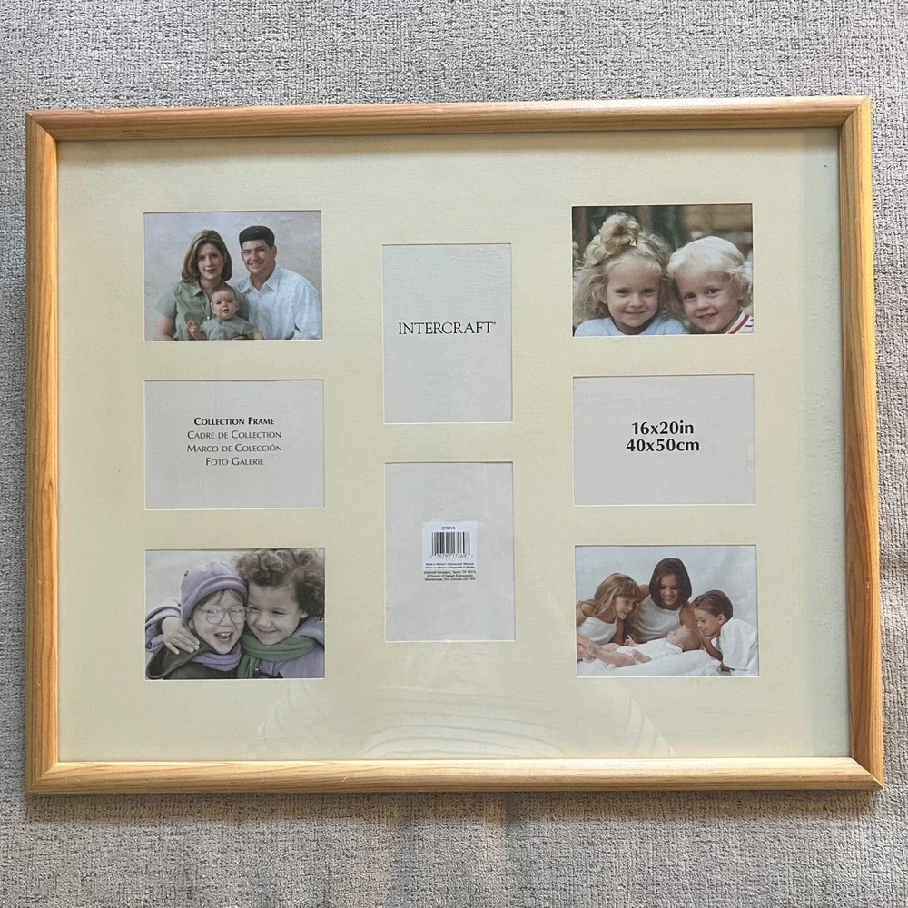 Intercraft 16x20 Natural Wood Multi Photo Collage Frame 7 Openings 2736V1